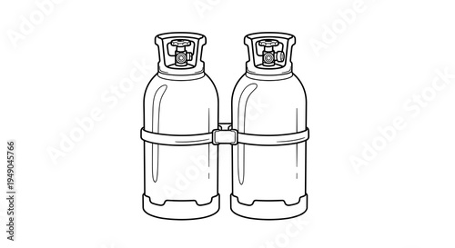 Industrial Oxygen and Acetylene Gas Cylinders Illustration for Welding and Cutting Applications