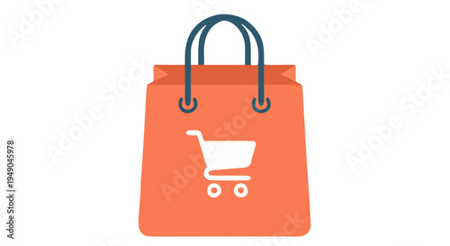 Minimal shopping bag icon representing ecommerce and online shopping concept.