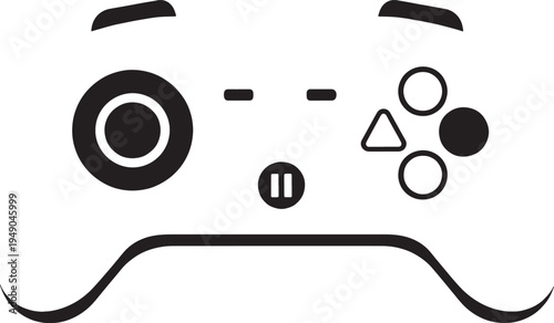 Gray video game controller with colorful buttons on a light green background