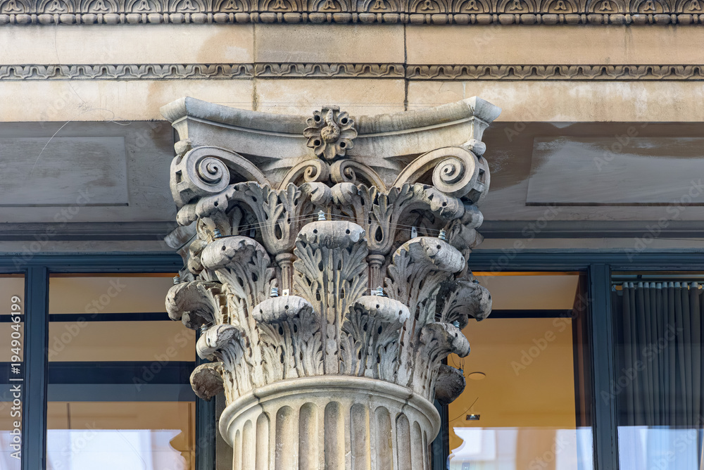 Naklejka premium Colonial architecture of the Bank of Montreal in Yonge St. , downtown district in Toronto, Canada