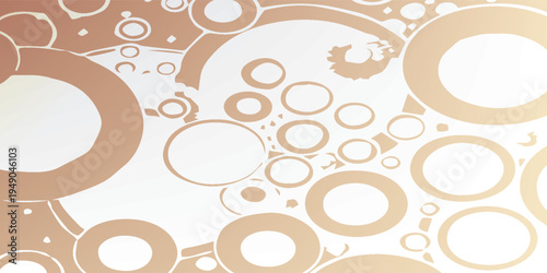 Abstract background with various sized golden circles and white centers.