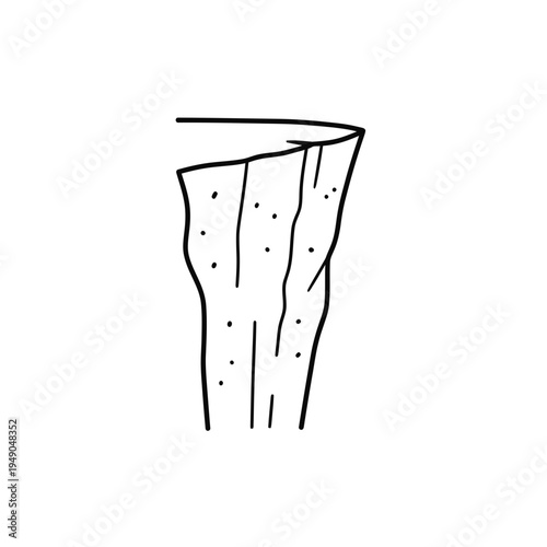 Simple Black and White Cliff Edge Outline vector illustration