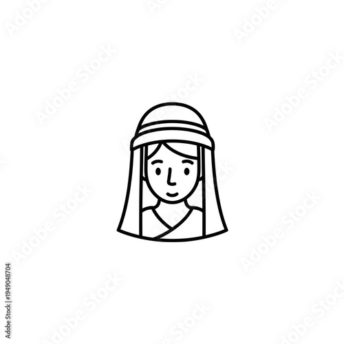 Minimalist Line Art Of A Woman With Head Covering vector illustration