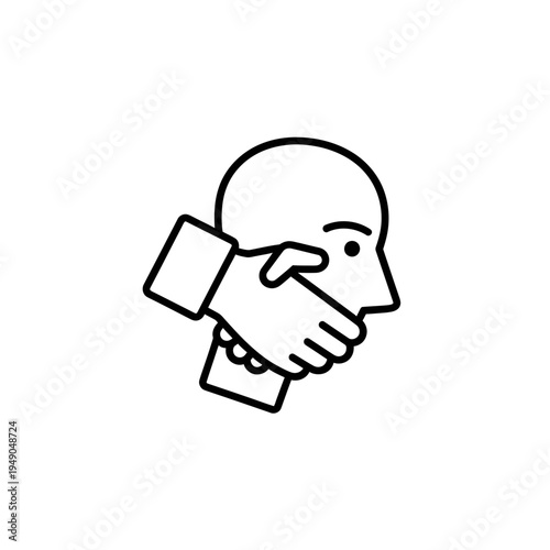 Hand Shaking Head Silhouette vector illustration