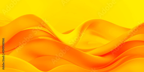 Abstract orange and yellow background illustration featuring a golden wave pattern with soft silk texture and liquid motion curves for a modern decorative backdrop design