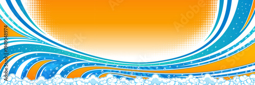 Summer sun over ocean waves background