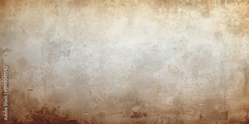 A vintage aged parchment with a stained brown grunge texture and an ancient worn pattern creates a blank retro backdrop for antique art design