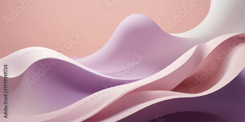 Elegant abstract pink backdrop featuring flowing silk waves and smooth satin curves in a soft purple light vector illustration