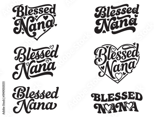 Quadro em tela BLESSED NANA TYPOGRAPHY SILHOUETTE