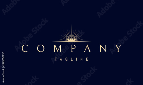 A vector golden logo featuring sun rays rising from the horizon, symbolizing new beginnings, hope, energy, and a bright optimistic future.