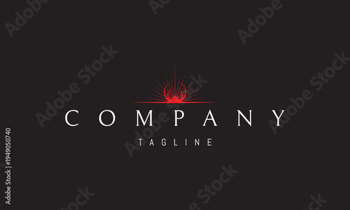 A vector red logo featuring sun rays rising from the horizon, symbolizing new beginnings, hope, energy, and a bright optimistic future.