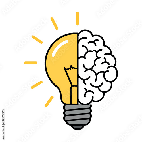 Brain Lightbulb Idea Vector Illustration Creativity Intelligence Concept