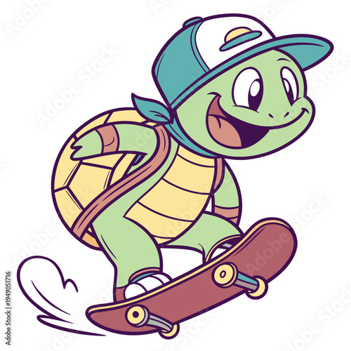 Skateboard Smile Turtle