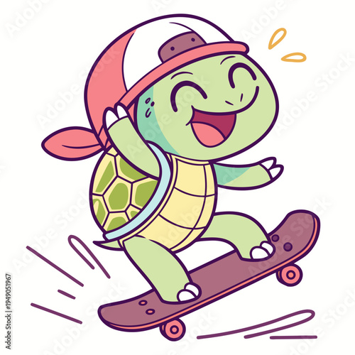 Cartoon Skateboard Turtle 1