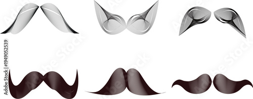 Moustaches in brown colour vector set illustration.