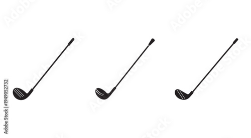 Three golf clubs with different angles and positions on white background for sports and equipment themes  golfclub  sportsequipment
