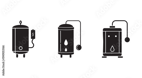 Waterheatericons  simpleblackandwhitewaterheatericons  isolatedontransparentbackground