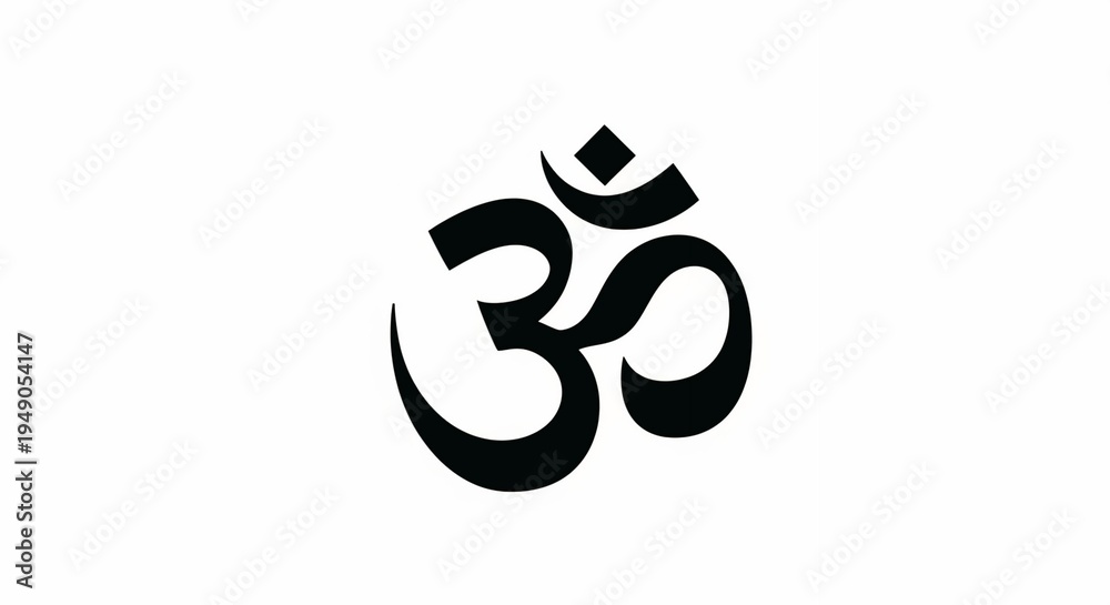 Obraz premium Om Symbol Icon, Sacred Aum Sign of Hinduism Spiritual Meditation Symbol