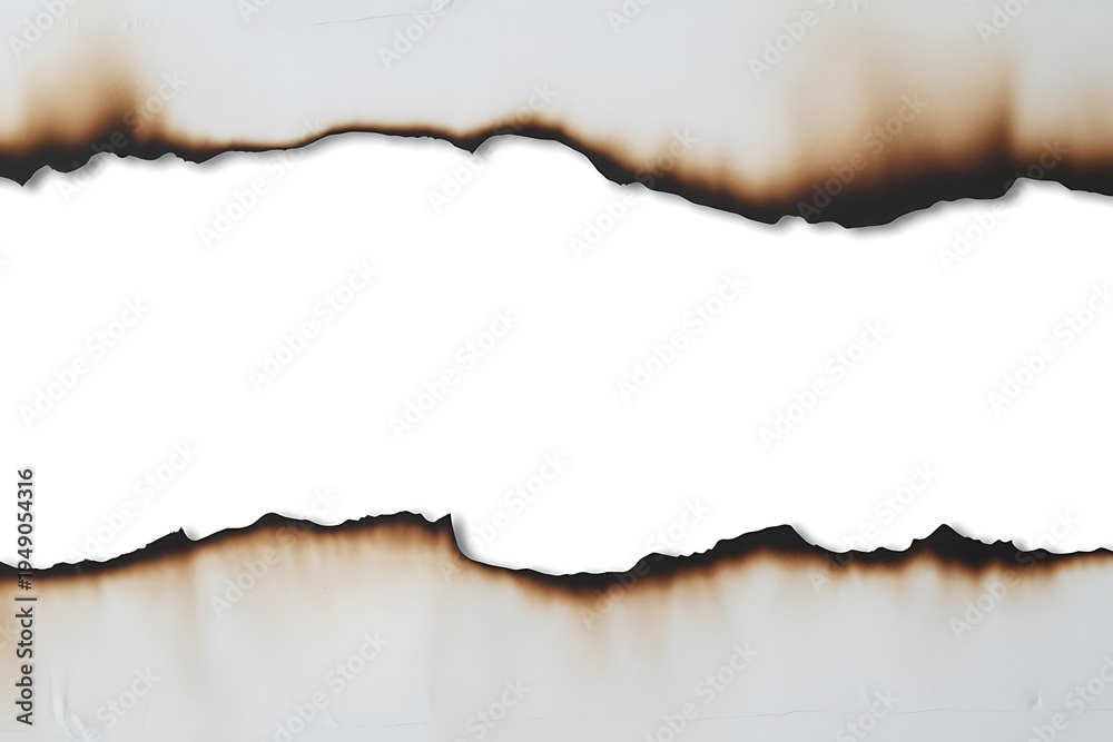 Fototapeta premium Paper with burnt edges on a white background
