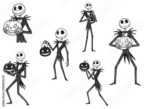 Vászonkép JACK SKELLINGTON WITH PUMPKIN SILHOUETTE