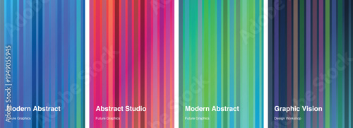 Abstract colorful vertical stripes background with vibrant color gradient lines set