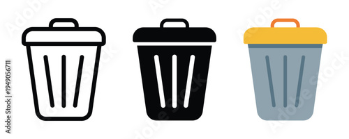 Trash bin icons. Delete icon for app, UI and website. Transparent PNG and vector illustration