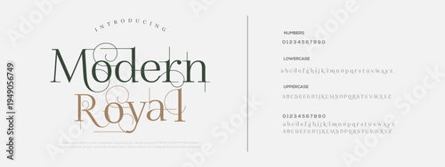 Elegant font, vintage type or luxury premium typeface, vector English royal alphabet. Classic typography in modern or old art deco style, serif letters for modern or retro poster font 
