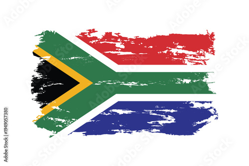 South Africa National flag in grunge style with a brushstroke. Abstract concept.