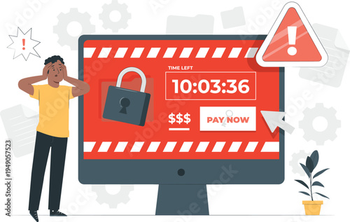 Ransomware Cyber Attack Concept Illustration