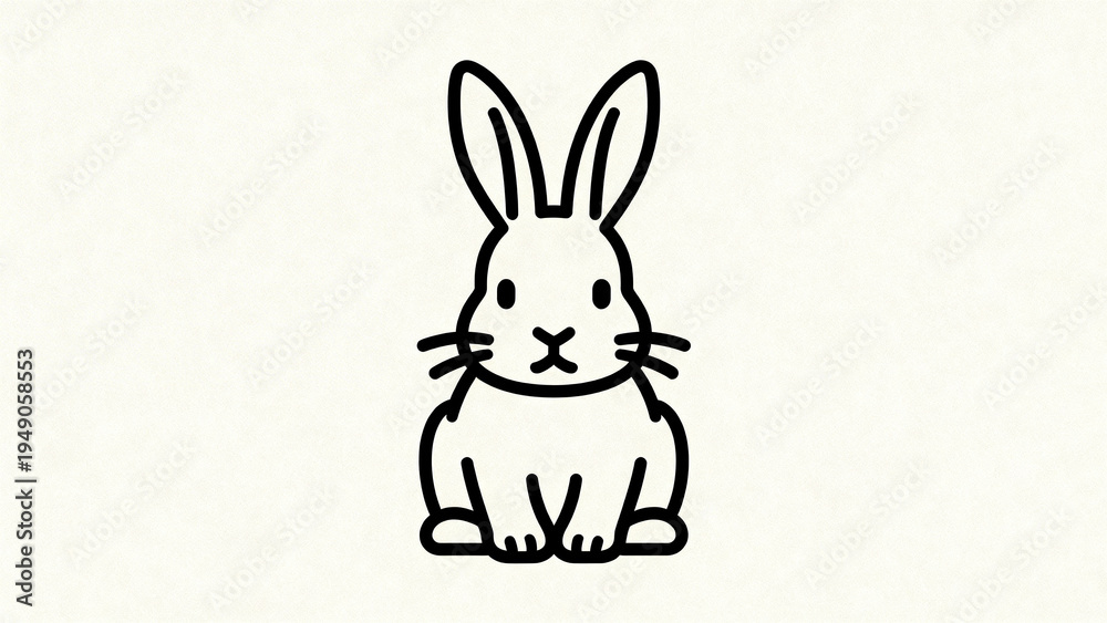 Obraz premium Clean and minimal rabbit line illustration featuring a simple bunny outline in side view. Perfect for kids content, educational materials, and modern minimal design projects.