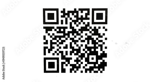 A black and white qr code displayed on a plain white background representing encoded information alpha channel with white background