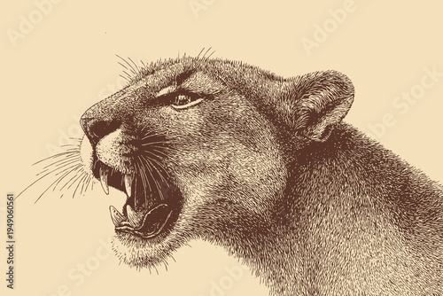 A roaring panther. Traditional tattoo silhouette.