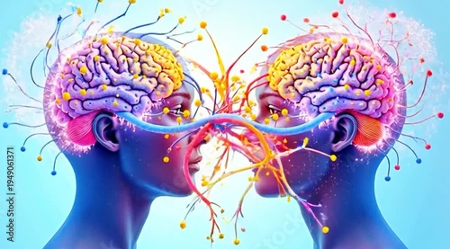 Wallpaper Mural A video showcasing a creative illustration of two human brains connecting Torontodigital.ca