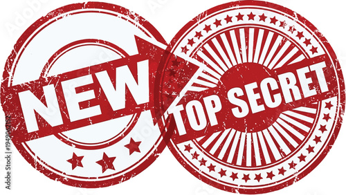 New and Top Secret Grunge Rubber Stamp Set – Vintage Badge Vector