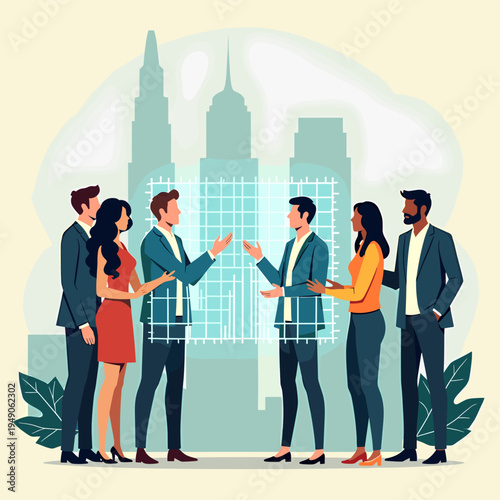 This illustration evokes a sense of networking and collaboration. Ideal for articles or marketing materials related to partnerships, client relations,