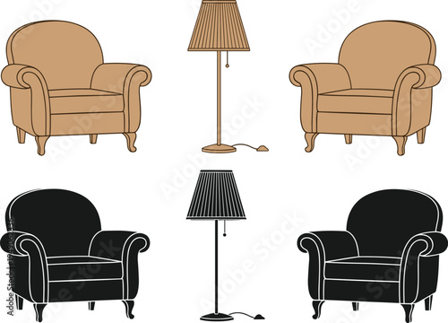 Eco friendly energy icon set wind turbine solar panel recycle leaf sprout environment sustainability conservation green power cad drawing flat vector illustration isolated white.