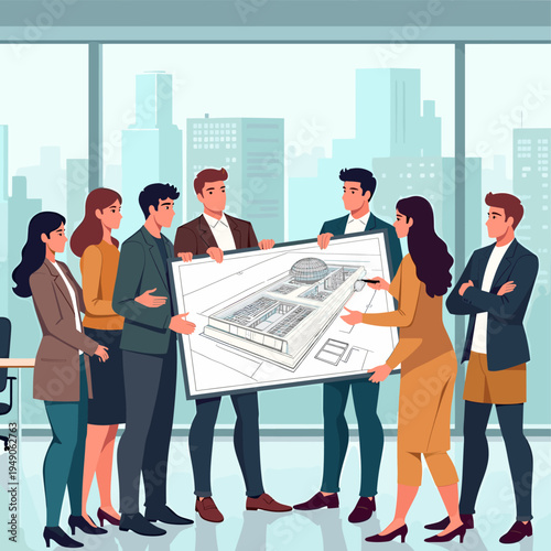 A stylized illustration depicts people waiting, conveying a sense of urban routine and the daily commute. Ideal for content related to city life, trav