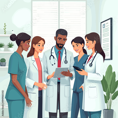 A close-up, illustration of a healthcare worker in scrubs. Evokes trust and care, suitable for medical websites, healthcare advertising, or articles a