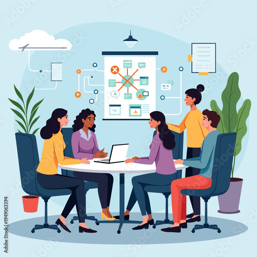 This illustration depicts a leaking bucket beneath an office chair, symbolizing inefficiency or wasted resources. Ideal for content related to problem