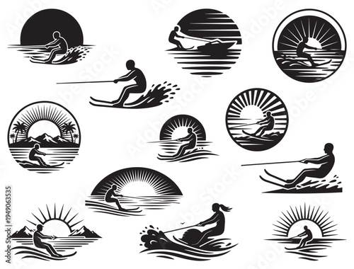 WATER SKIING LOGO SILHOUETTE