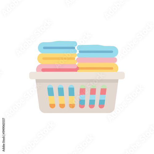 Laundry Basket with Folded Clothes Icon

