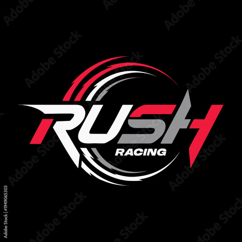 Modern Racing Logo with "RUSH RACING" Text