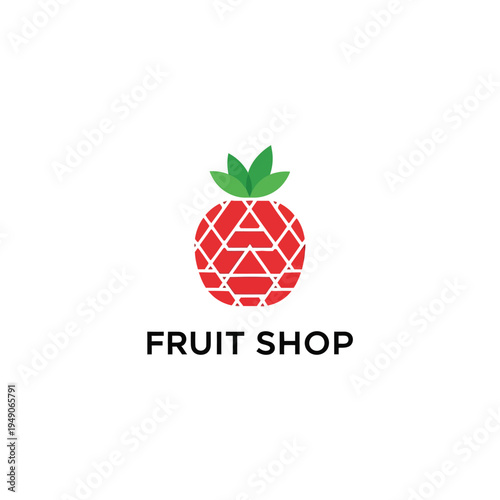 Modern geometric red pineapple logo design, perfect for fruit shops, markets, and healthy food brands. Stylized vector illustration symbolizing freshness and tropical produce.