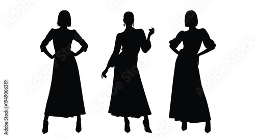 Silhouette of three women in different poses