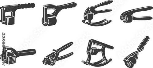 Assorted kitchen tools and gadgets for food preparation and grinding