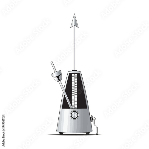 Illustration of a metronome on white background.