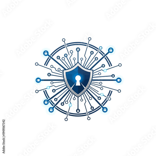 Digital security shield with circuit board.