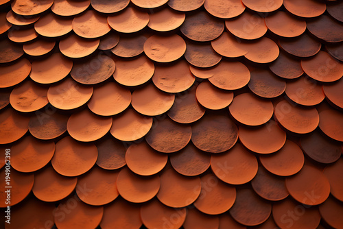 Orange clay tile roof. The roof of the building is made of clay tiles