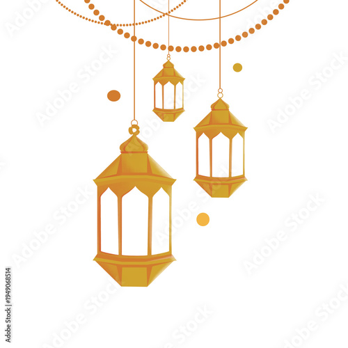  golden ramadhan lateral hangit decoration with islamic ornamentasi vector illustration