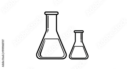 Two Laboratory Flasks, Science Equipment, Chemistry, Research, Experiment, Beakers